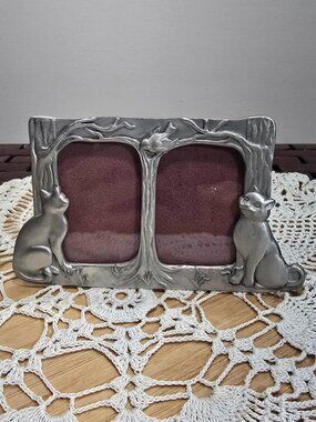 Vintage 1988 Seagull Pewter Canada Cat Double Photo Frame Small